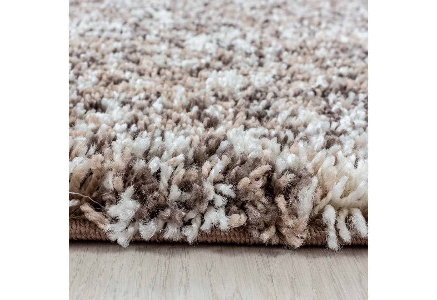 Carpettex Hochflor-Teppich Meliert Design Beige Rund