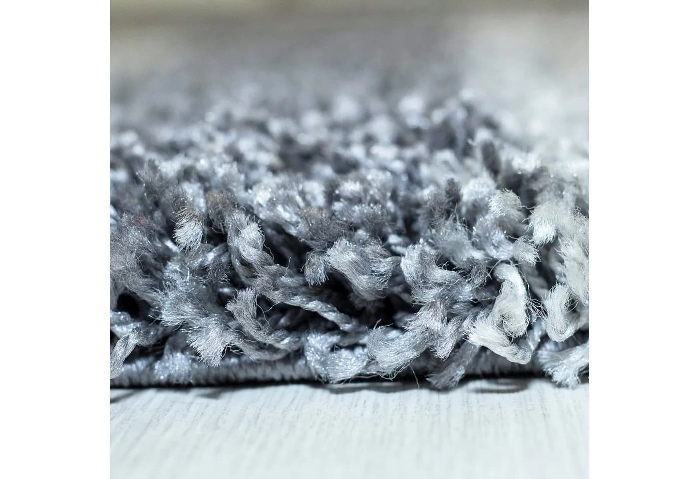 Carpettex Hochflor-Teppich Kariert Grau Rund 30mm