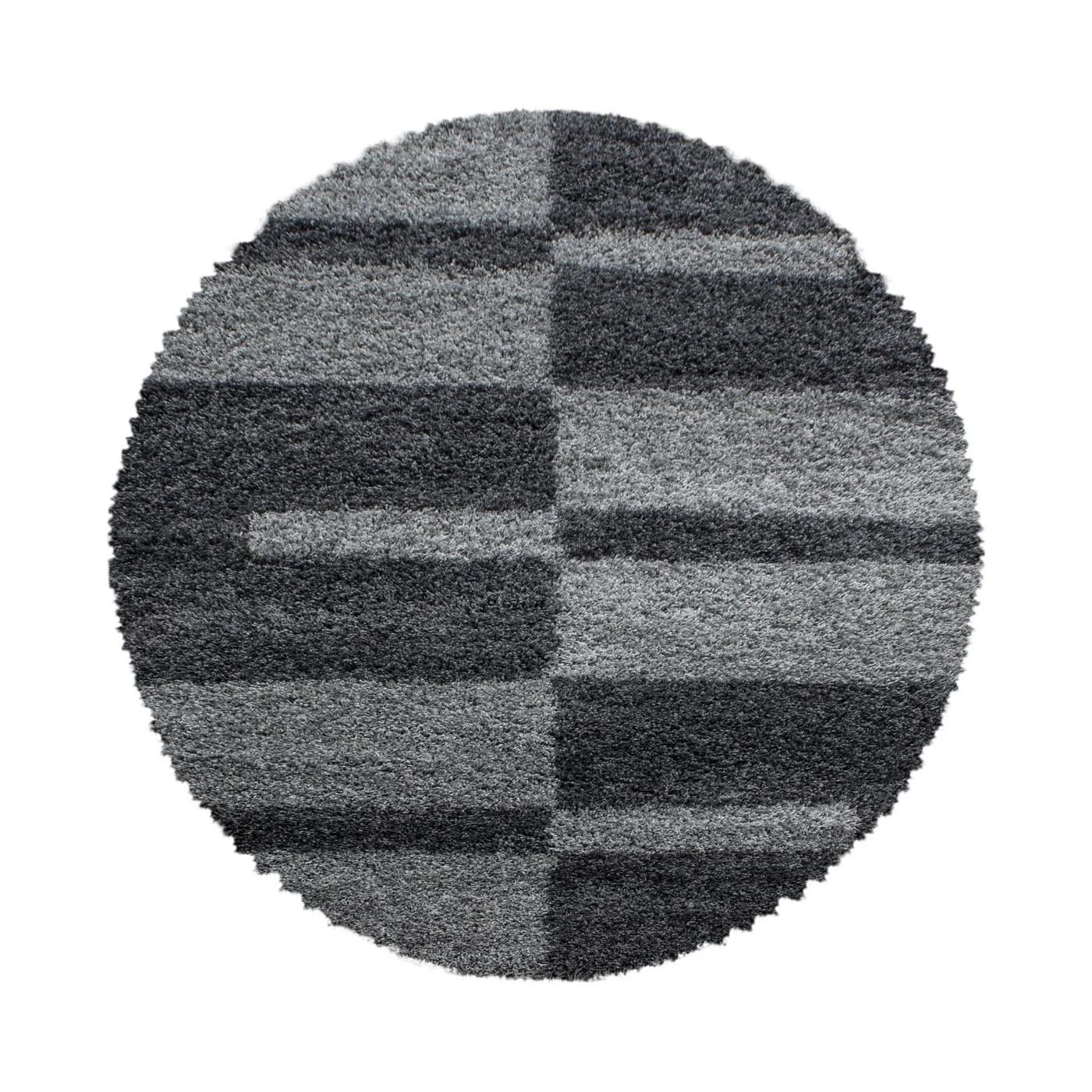 Carpettex Hochflor-Teppich Kariert Grau Rund 30mm - Bild 2