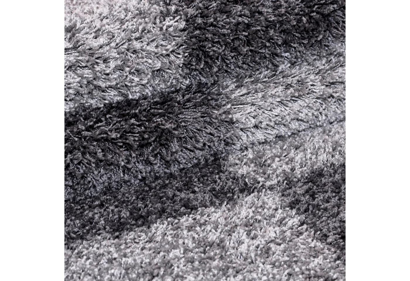 Carpettex Hochflor-Teppich Kariert Grau Rund 30mm - Bild 3