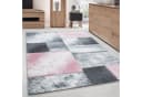 Carpettex Frisé-Teppich Kariert Design Kurzflor Läufer Rosa Bild 2