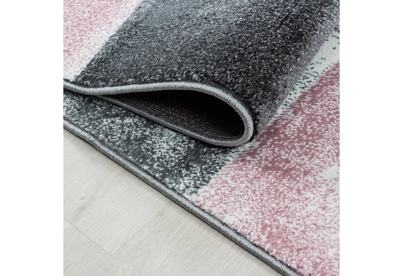 Carpettex Frisé-Teppich Kariert Design Kurzflor Läufer Rosa - Bild 4