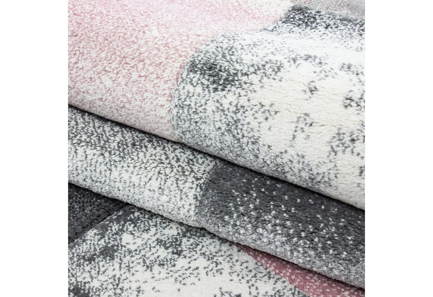 Carpettex Frisé-Teppich Kariert Design Kurzflor Läufer Rosa - Bild 5