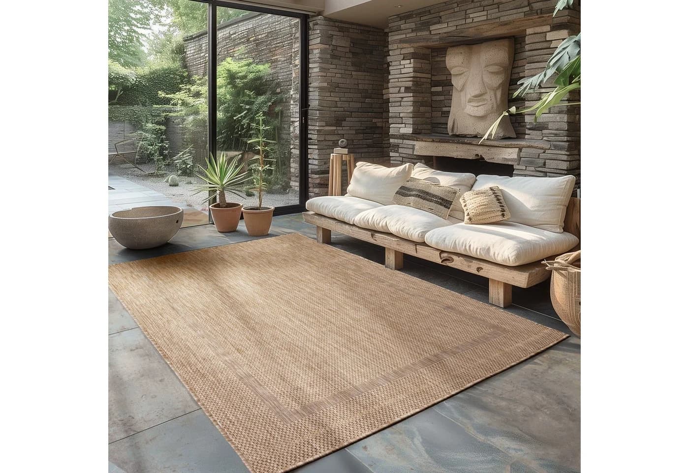 Carpettex Outdoorteppich Unicolor Beige Indoor Outdoor Läufer