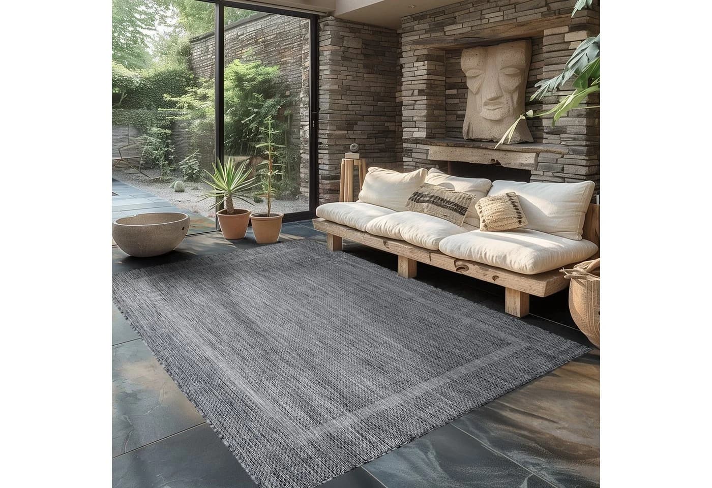 Carpettex Outdoorteppich Unicolor Grau - Wetterfest & Rutschfest