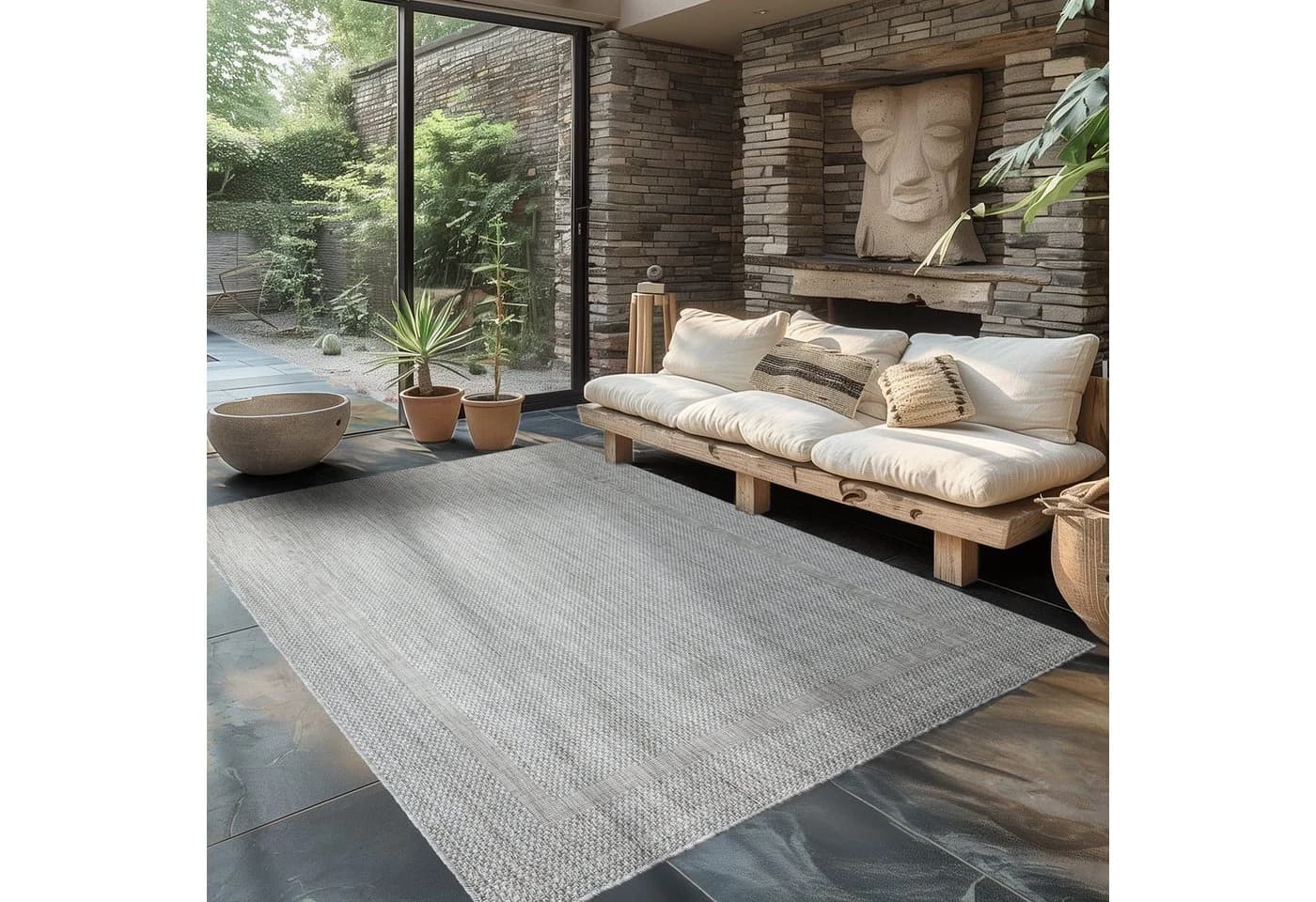 Carpettex Outdoorteppich Unicolor Einfarbig 5 mm Flachgewebe Sisaloptik