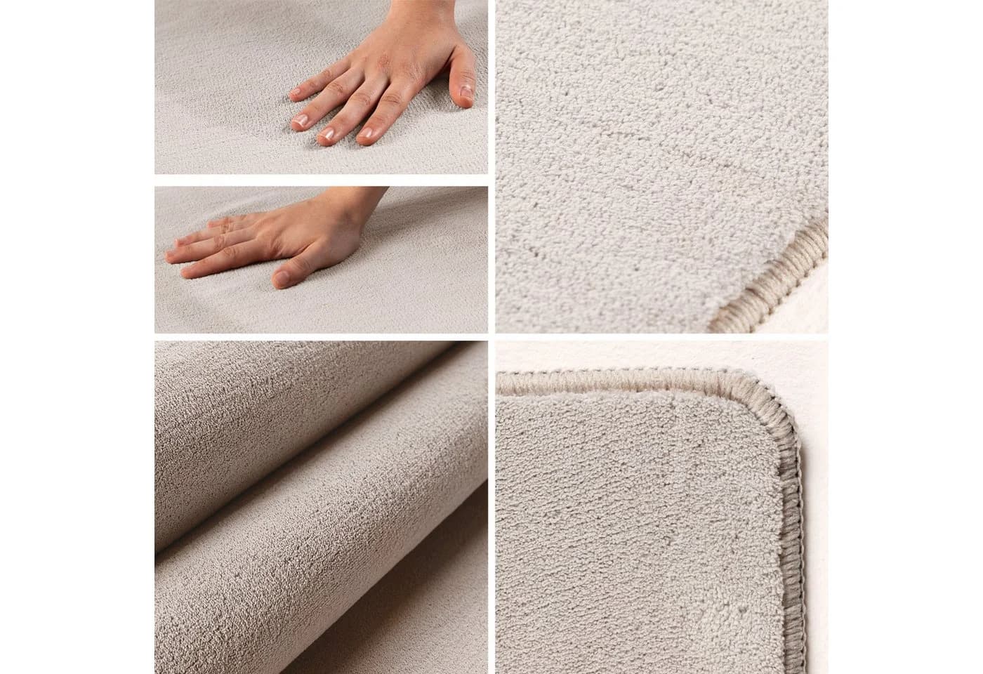 Carpettex Veloursteppich Unicolor Creme Kurzflor Läufer