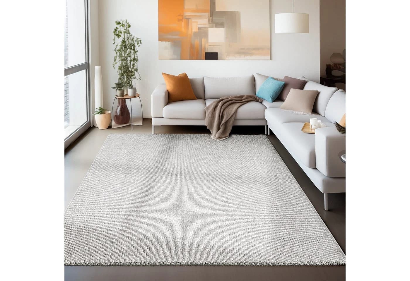 Carpettex Schlingenteppich Unicolor Silber Modern - Bild 2