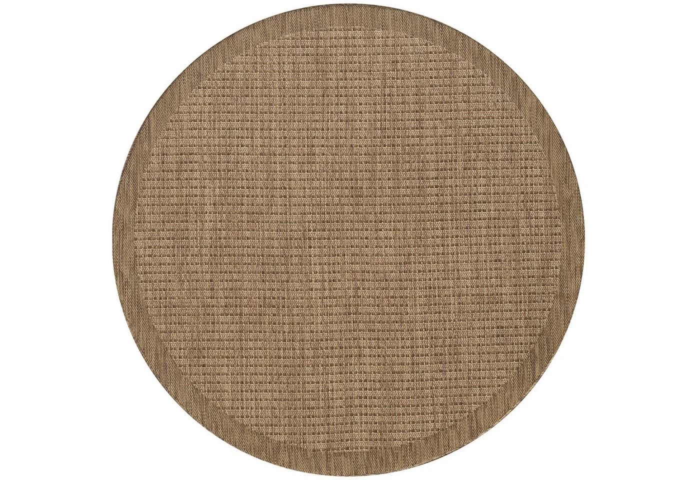 Carpettex Outdoorteppich Unicolor Rund Braun Wetterfest