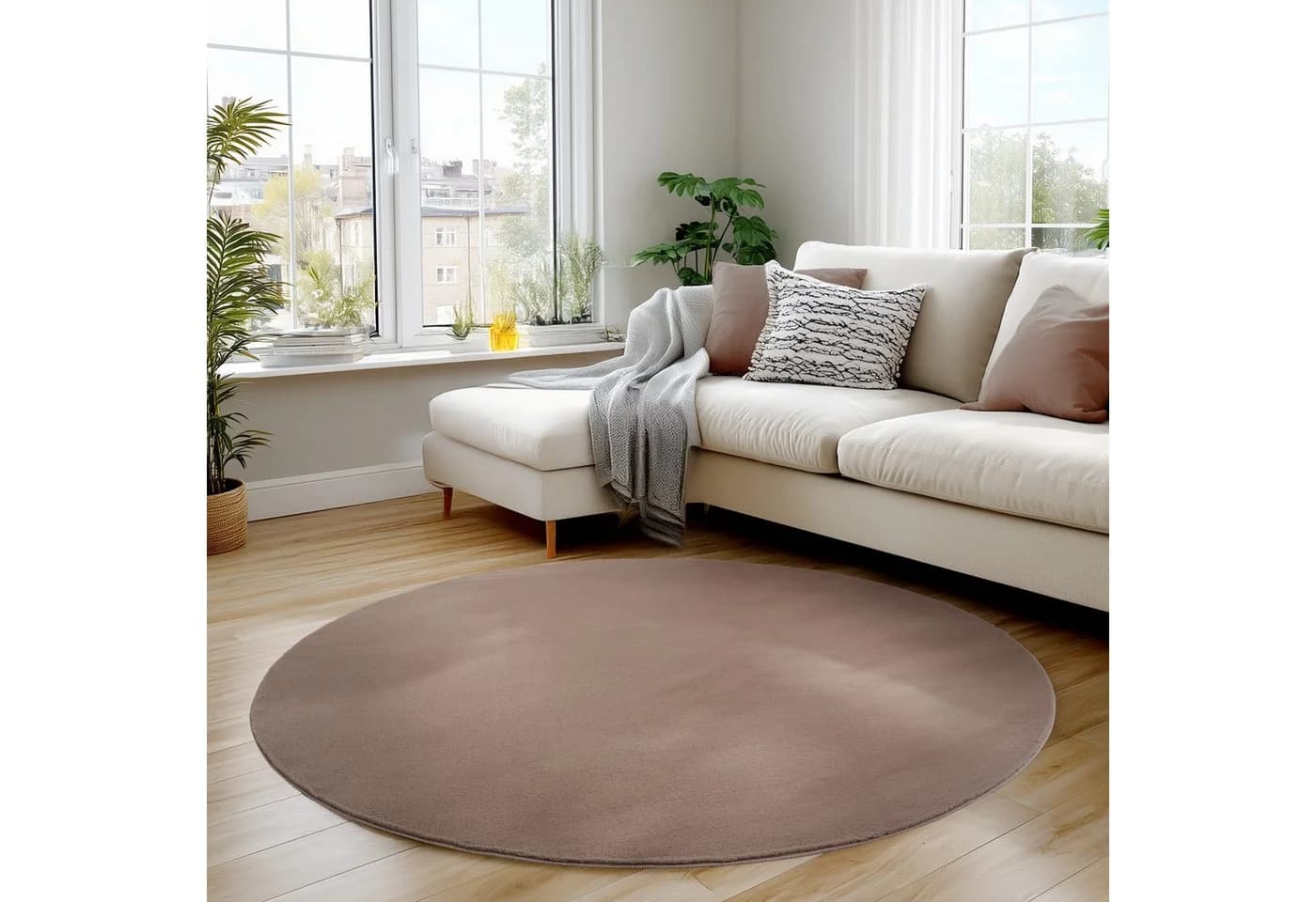 Carpettex Veloursteppich Unicolor Einfarbig Rund 11 mm - Bild 2