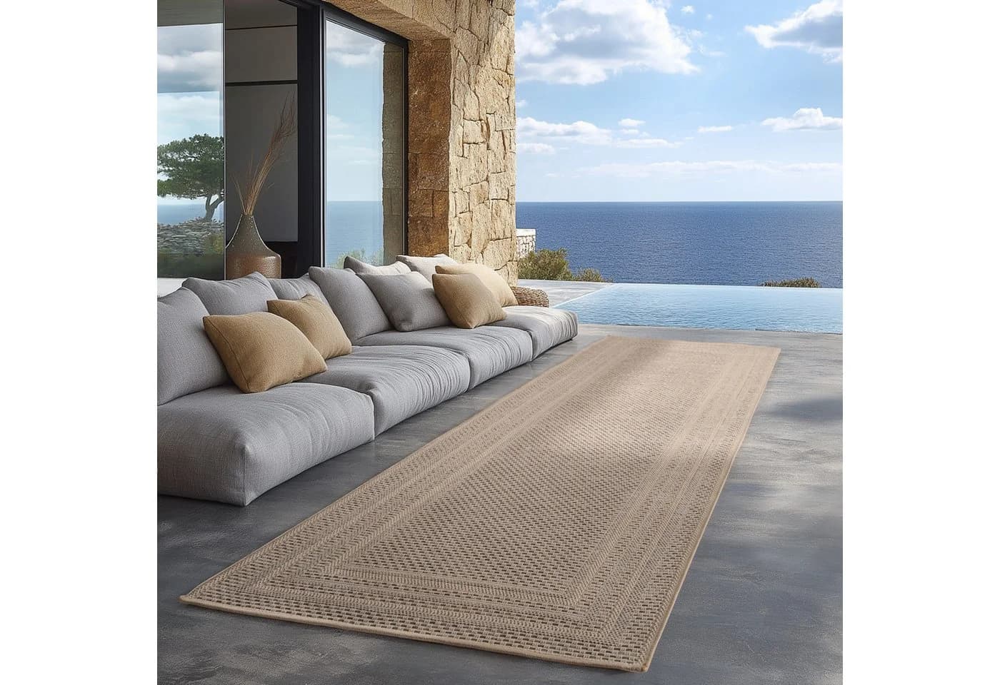 Carpettex Outdoorteppich Boho Design Beige Wetterfest - Bild 2