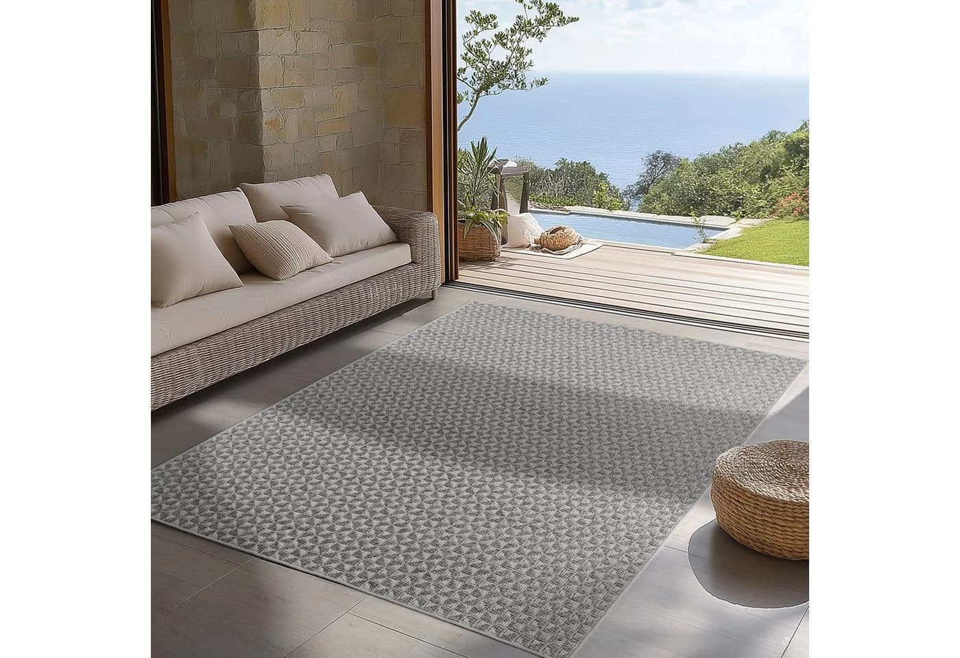 Carpettex Outdoorteppich Grau Boho Design Wetterfest - Bild 2