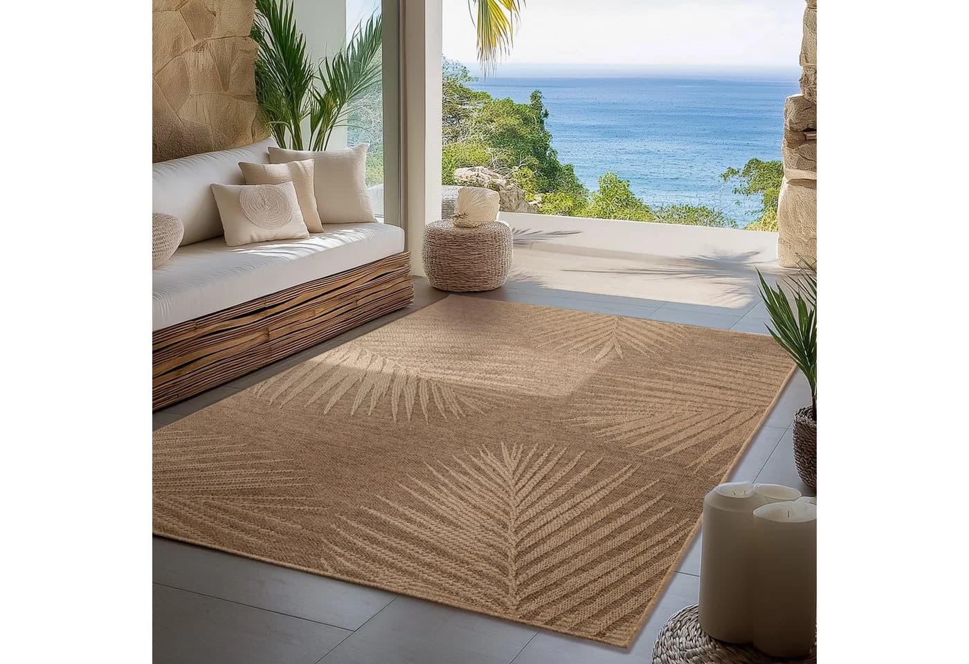 Carpettex Outdoorteppich Boho Design Beige Läufer Wetterfest - Bild 2