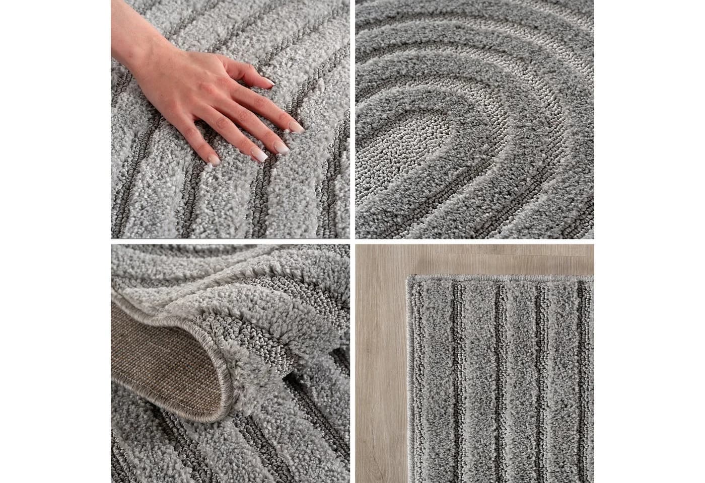 Skandinavischer Boho Teppich aus Synthetikfasern