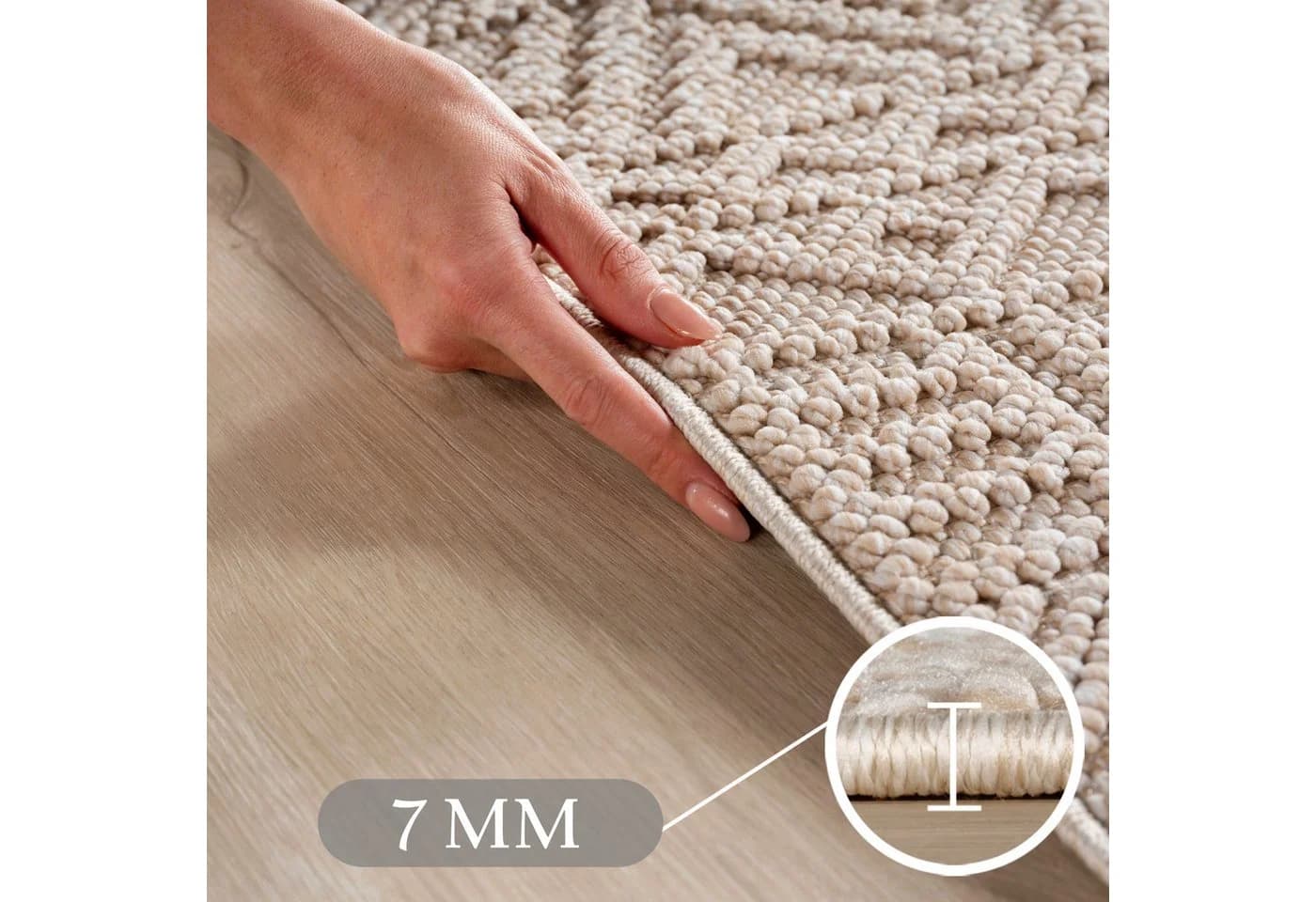 Carpettex Designteppich Einfarbig Boucle Loop Rund 7 mm - Bild 3