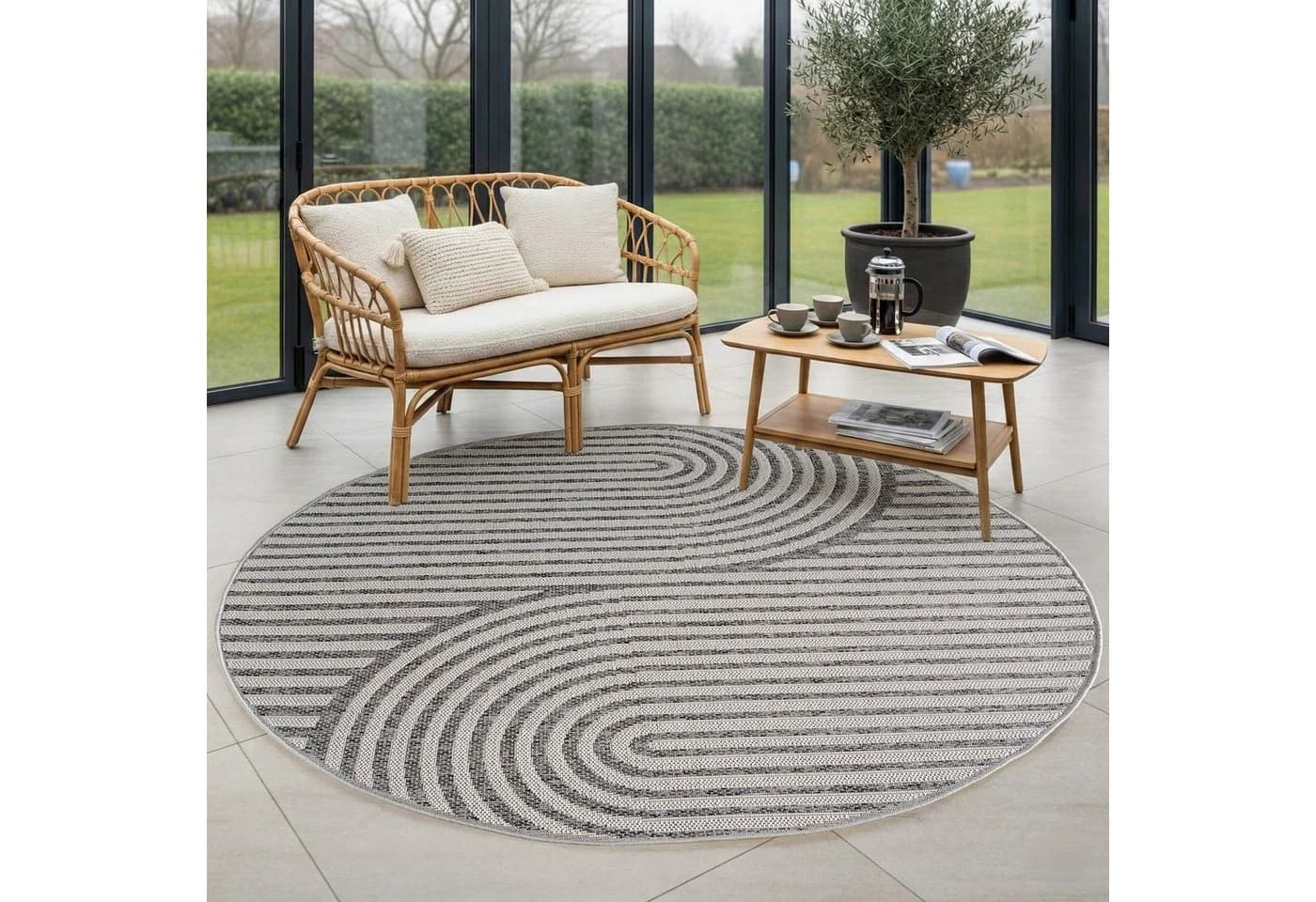 Carpettex Outdoorteppich Boho Grau Flachgewebt Wetterfest - Bild 2