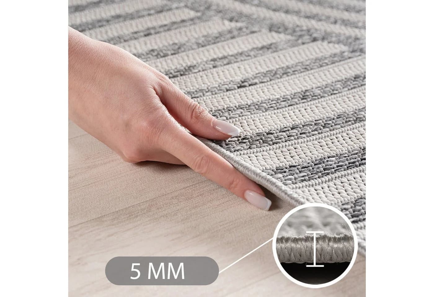Carpettex Outdoorteppich Boho Grau Flachgewebt Wetterfest - Bild 4