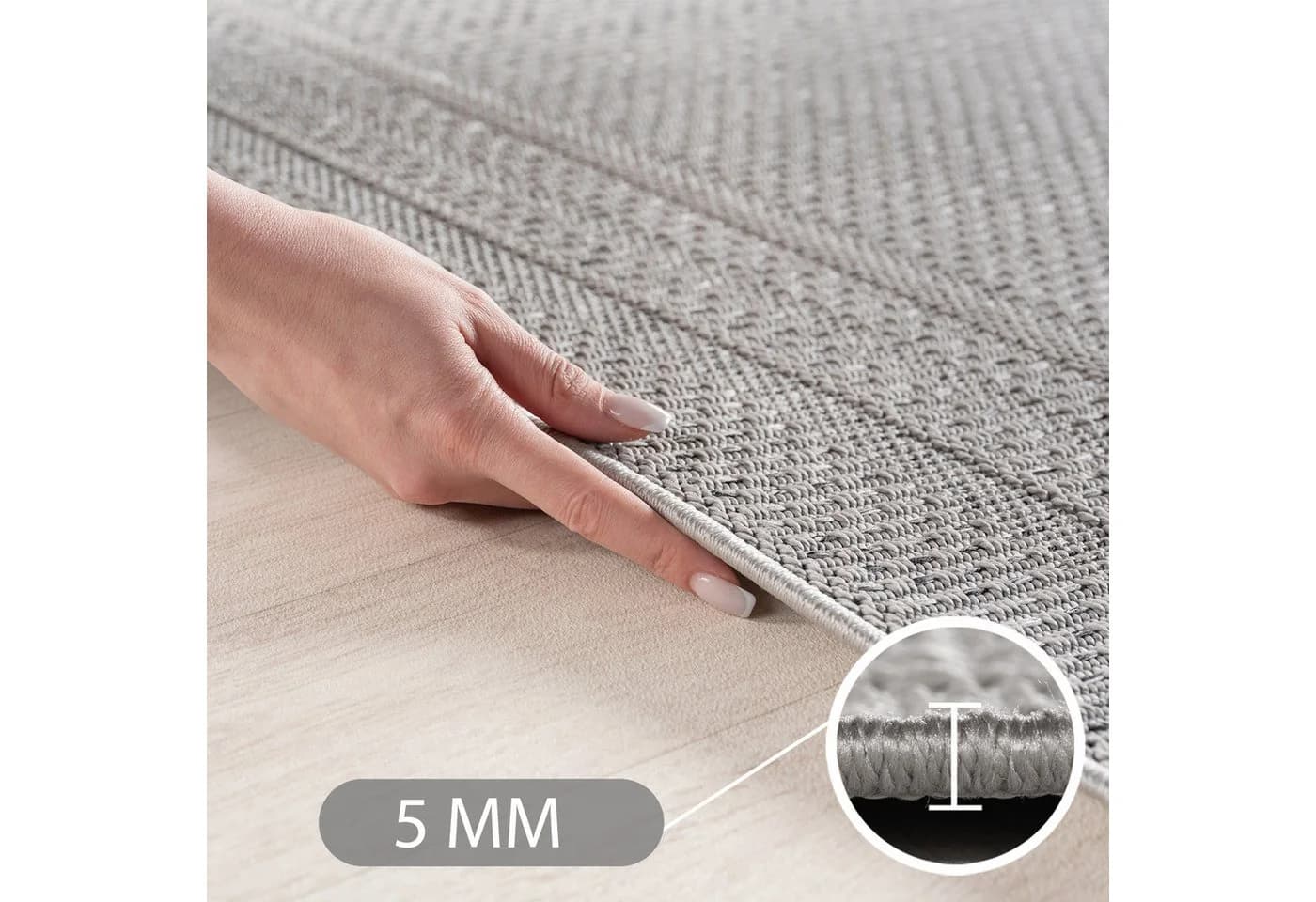 Carpettex Outdoorteppich Grau Rund Wetterfest Modern - Bild 4