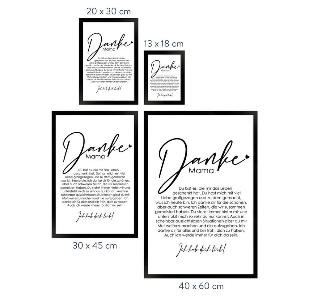 WANDStyle Danke Mama Poster mit Rahmen Geschenk - Bild 3