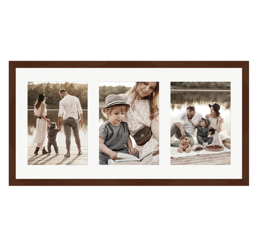 WANDStyle Galerierahmen G950 Nussbaum Massivholz 3-fach 13x18 cm - Bild 4