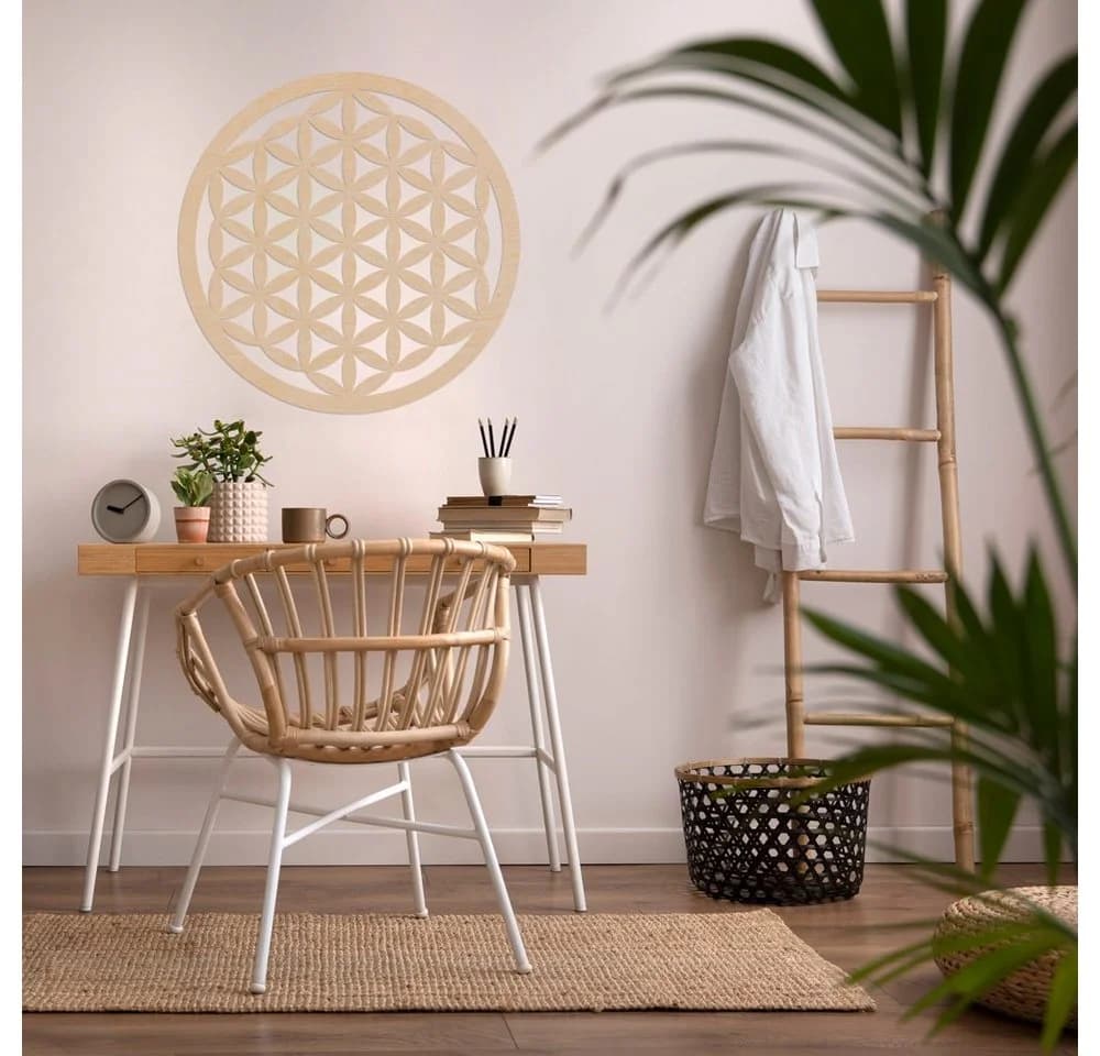 WANDStyle Wanddekoobjekt Blume des Lebens Holz Pappel Beige - Bild 4