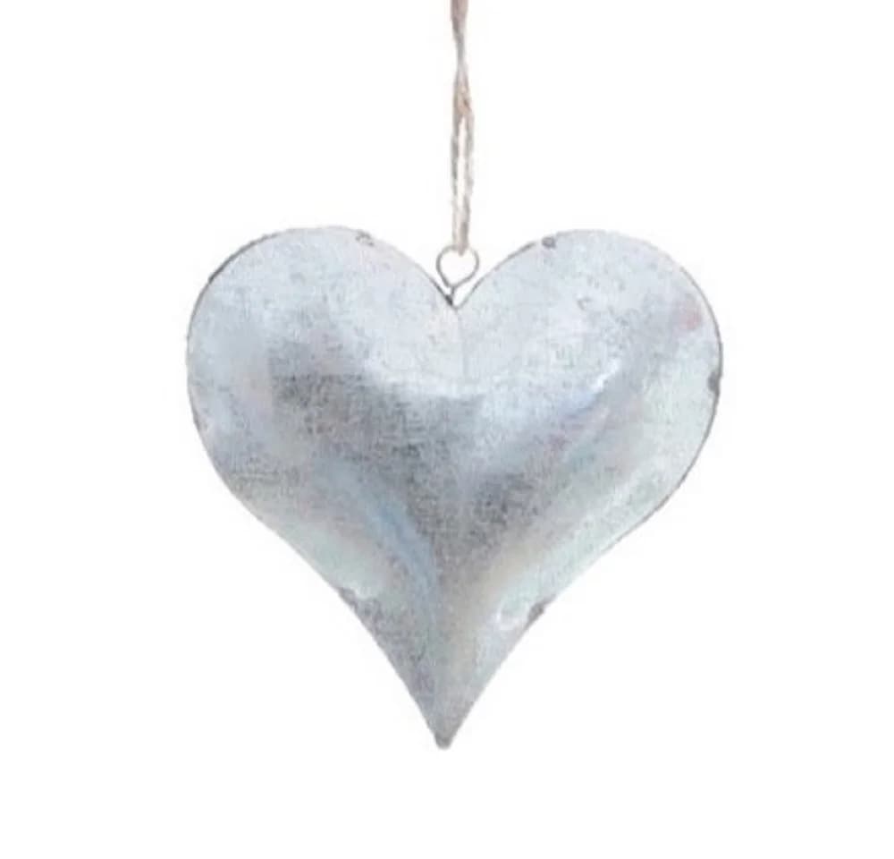 Dragimex Herzanhänger Zinkblech Shabby Chic Silber 8 cm