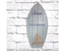 finehomegarden Dekofigur Surfbrett Board Aqua Blau Creme Holz Maritim Bild 2