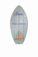 finehomegarden Dekofigur Surfbrett Board Aqua Blau Creme Holz Maritim Bild 3