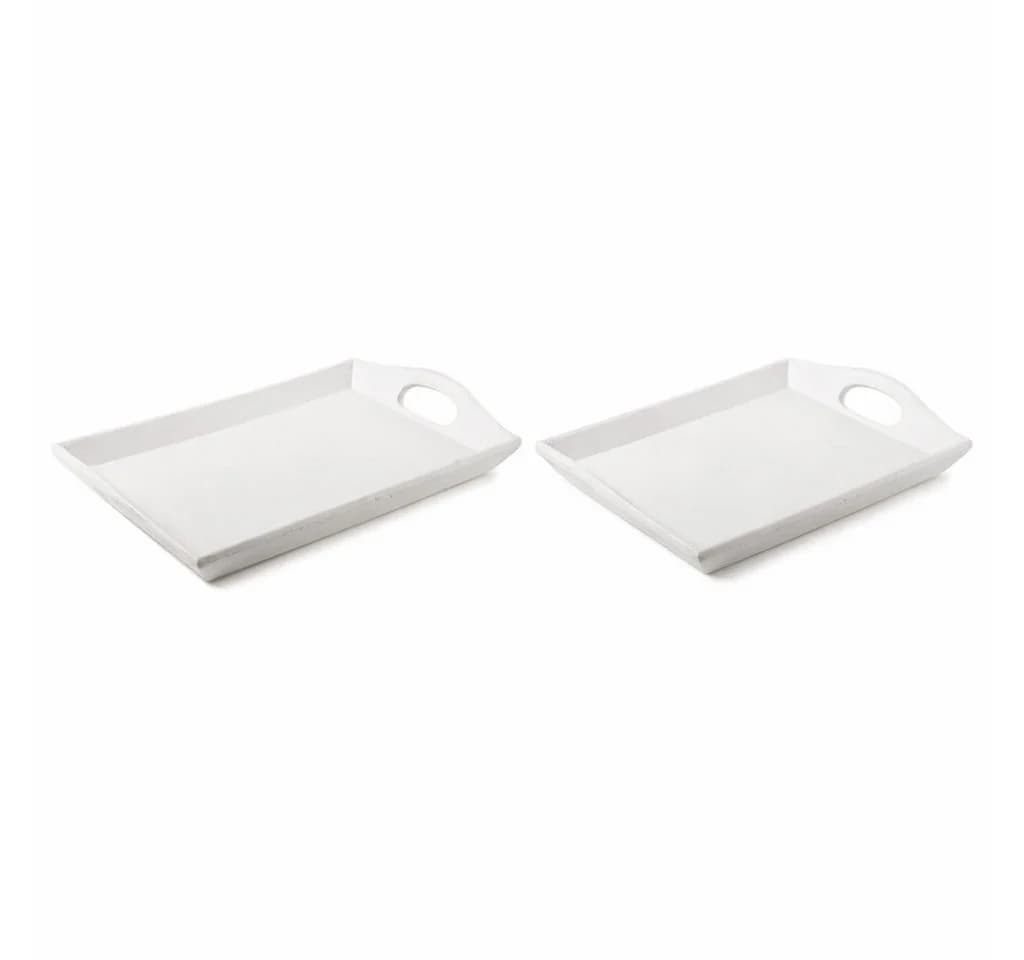 finehomegarden Dekotablett Holz Weiß 2-tlg. 26x16cm - Bild 2