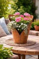 finehomegarden Blumentopf Herzförmig Rostfarben Metall Bild 1