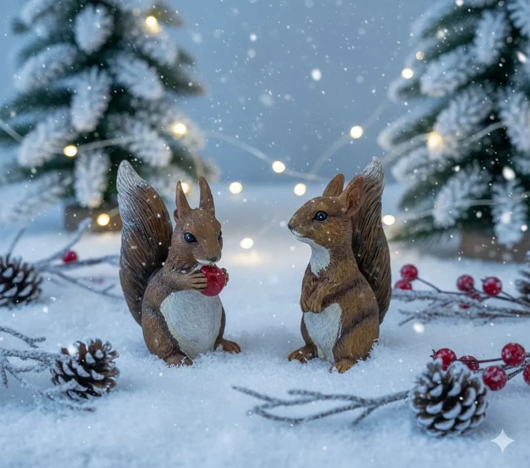 Dragimex Eichhörnchen Dekofigur 2er Set Braun Polyresin