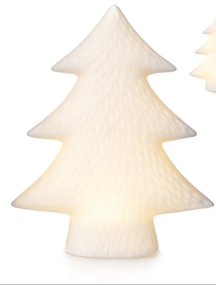 finehomegarden Dekofigur Tanne LED Porzellan Weiß