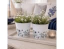 finehomegarden Übertopf Blumentopf Metall Blumenmotiv Weiß Bild 1
