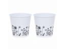 finehomegarden Übertopf Blumentopf Metall Blumenmotiv Weiß Bild 2