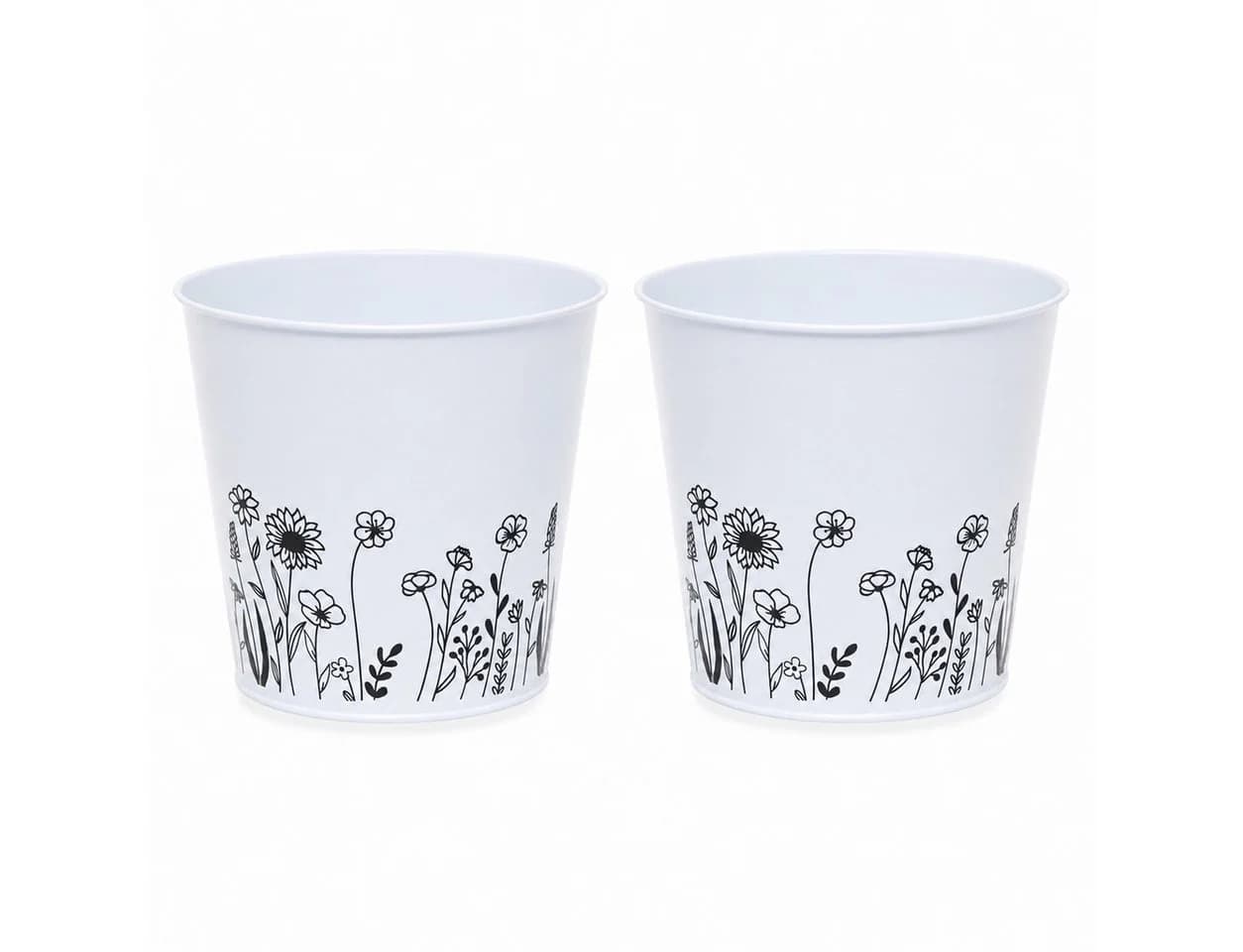 finehomegarden Übertopf Blumentopf Metall Blumenmotiv Weiß - Bild 2