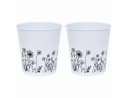 finehomegarden Übertopf Blumentopf Metall Blumenmotiv Weiß Bild 3