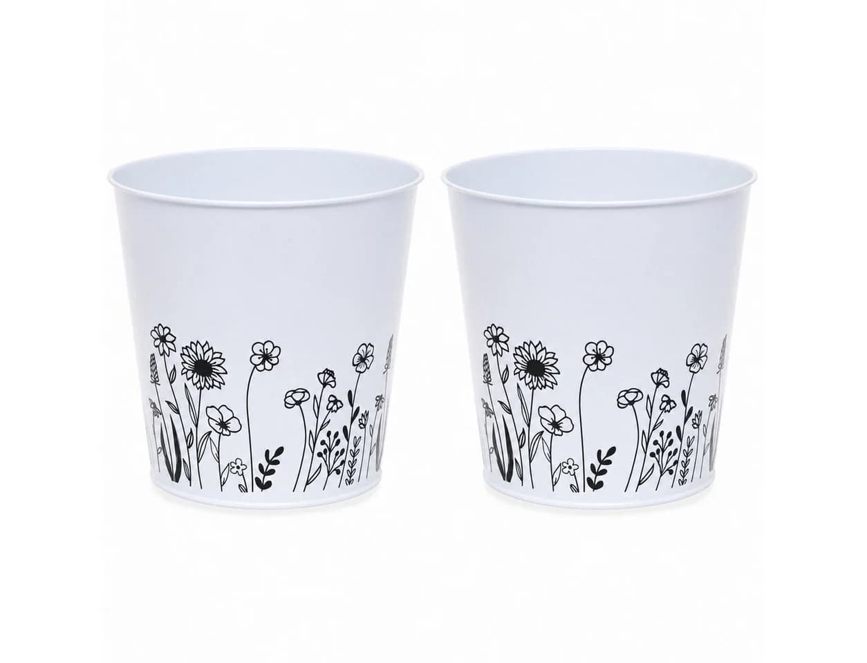 finehomegarden Übertopf Blumentopf Metall Blumenmotiv Weiß - Bild 3