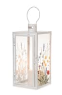 finehomegarden Kerzenlaterne mit Blütenmotiv Weiß Metall & Glas Bild 2