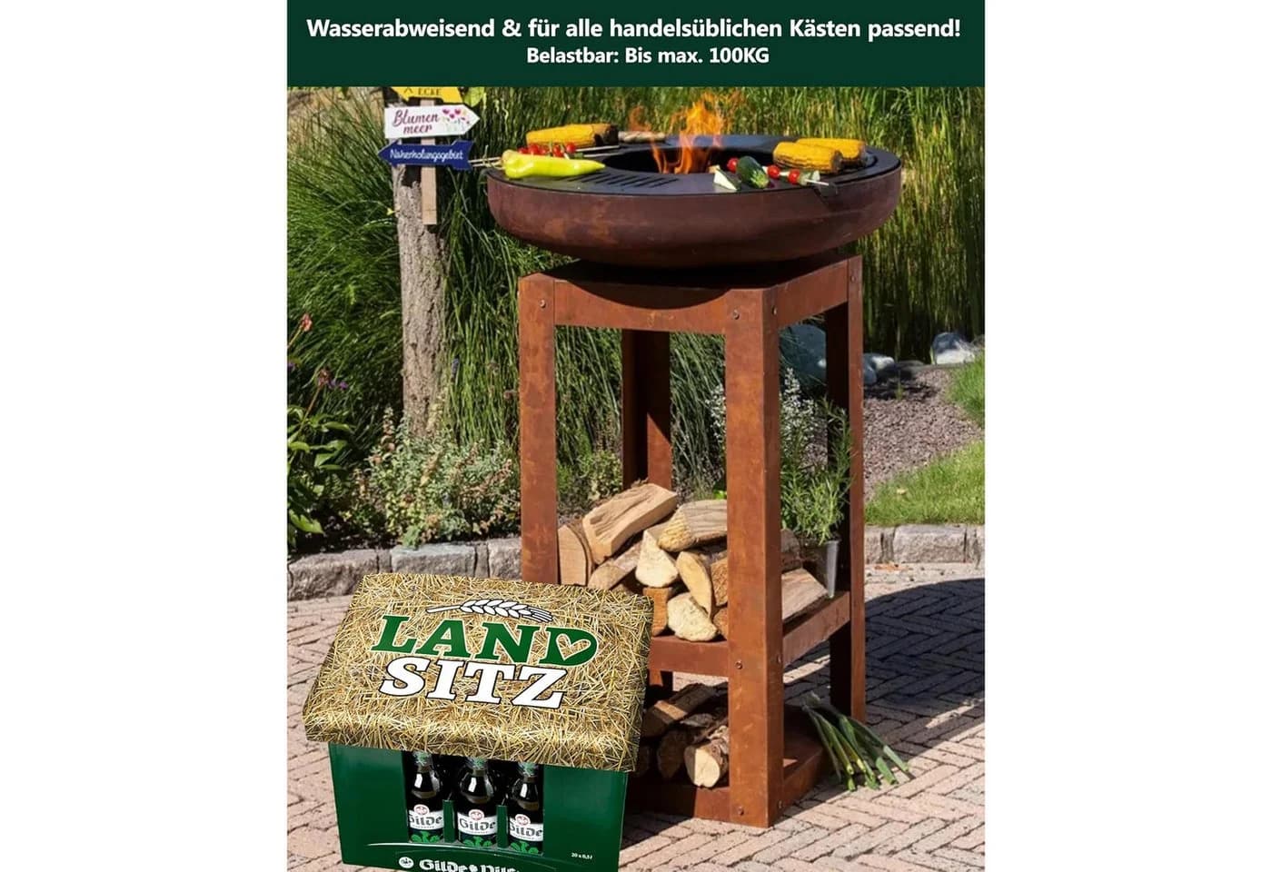 Cult at Home Hocker LANDSITZ Sitzauflage Bierkiste mit Memospiel - Bild 4