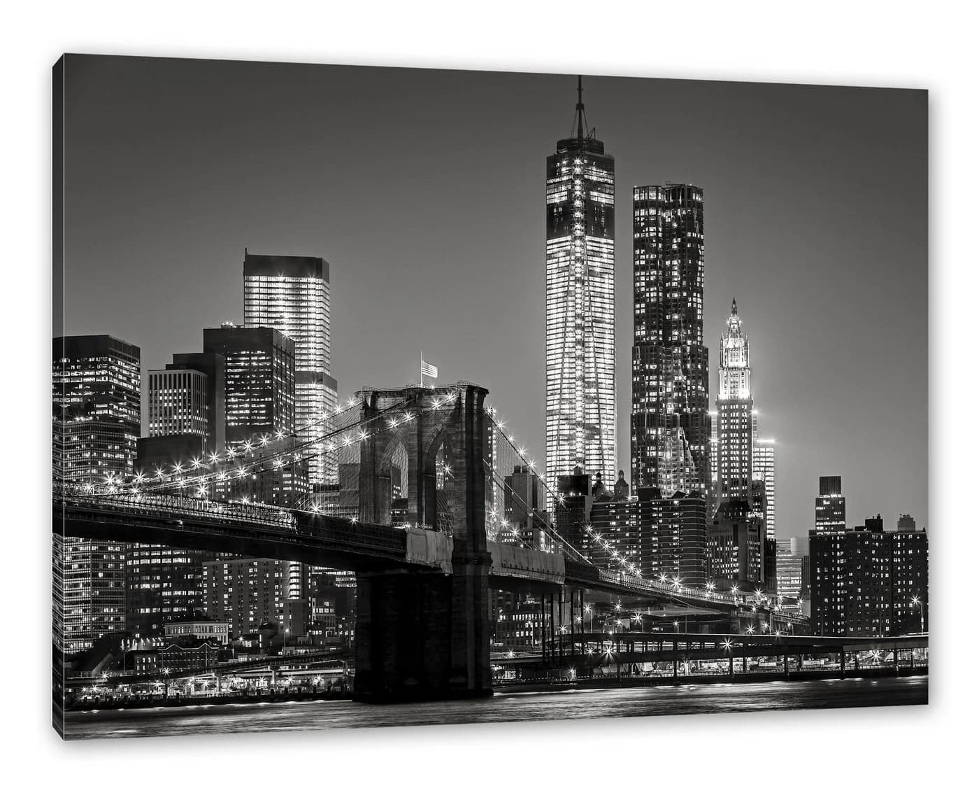 Pixxprint Leinwandbild New York City Skyline bei Nacht Urban Modern - Bild 2