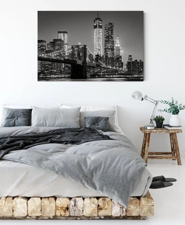 Pixxprint Leinwandbild New York City Skyline bei Nacht Urban Modern - Bild 3