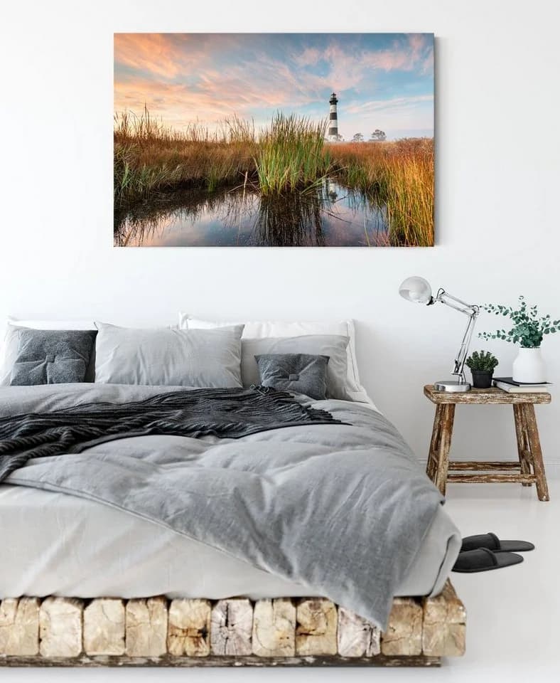 Pixxprint Leinwandbild Leuchtturm Bunt Grün - Bild 3