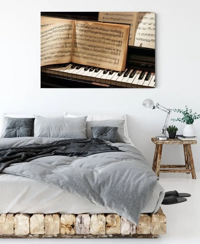 Pixxprint Leinwandbild Klavier Noten Piano Bunt - Bild 3