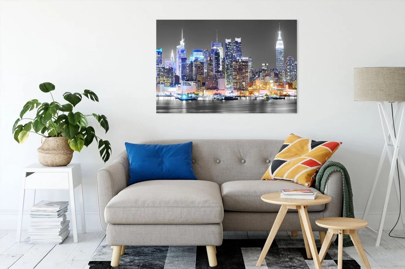 Pixxprint Leinwandbild New York Skyline Bunt Modern