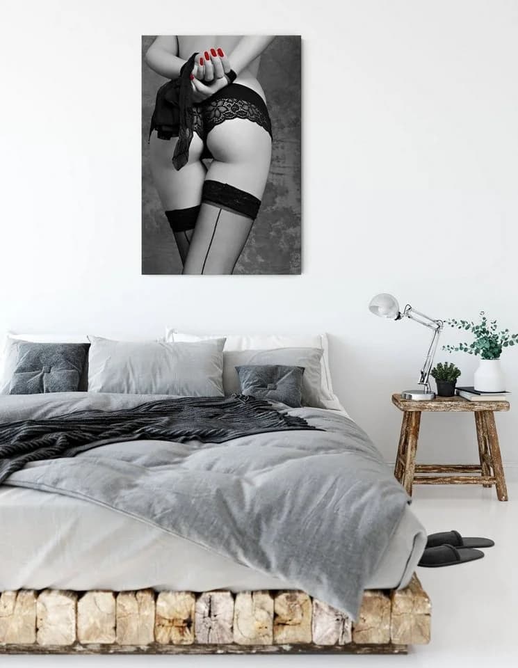 Pixxprint Leinwandbild Erotische Spitzen-Dessous Bunt/Schwarz - Bild 3