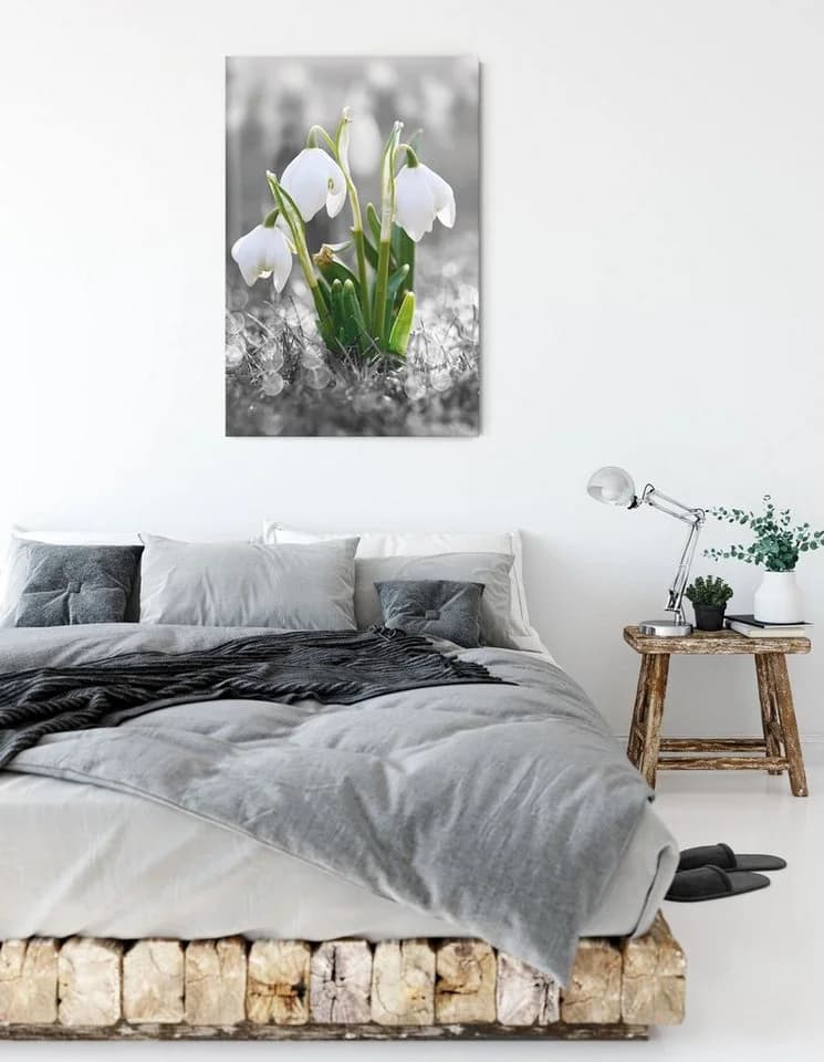 Pixxprint Leinwandbild Schneeglöckchen im Morgentau Bunt - Bild 3
