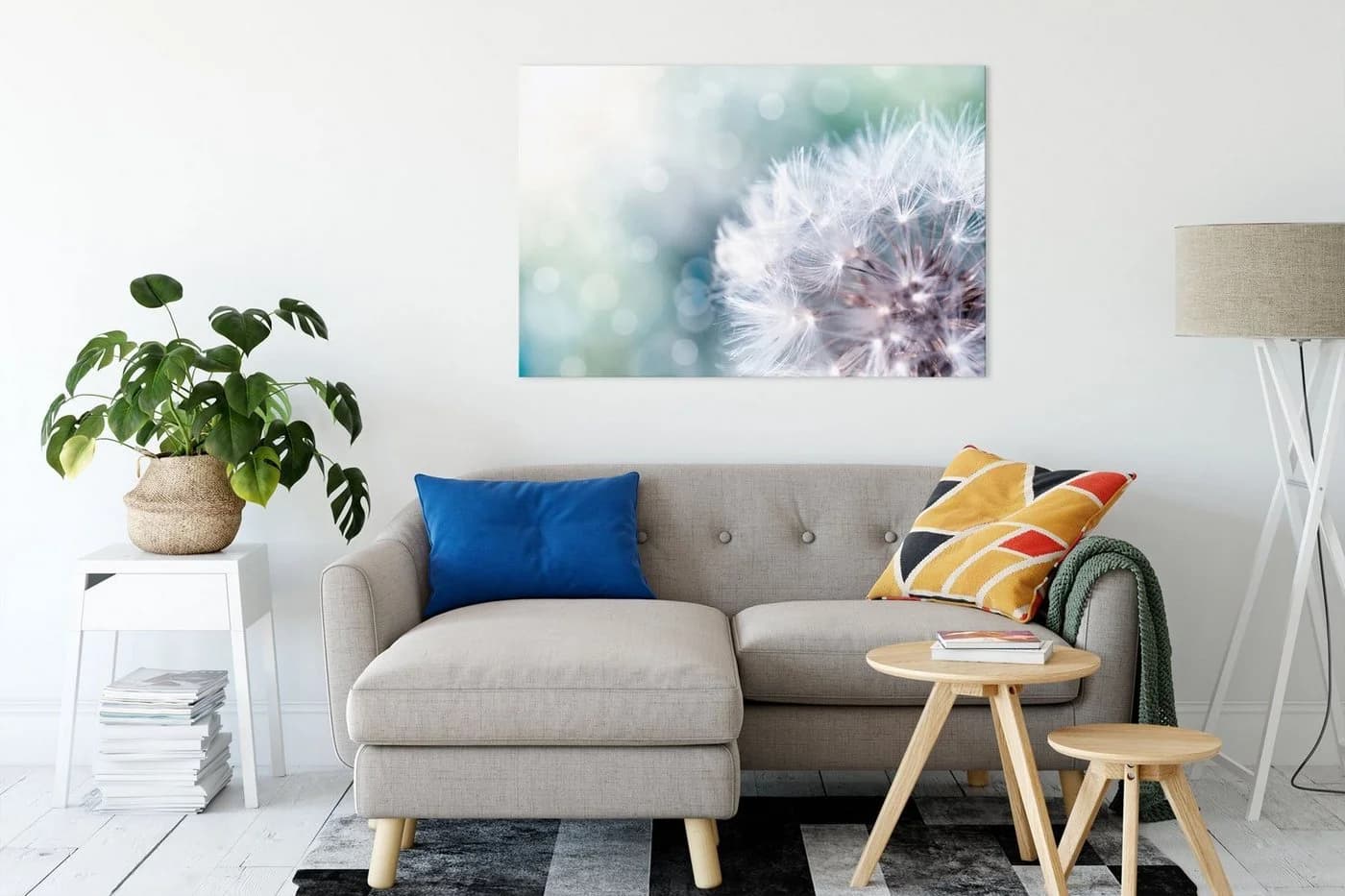 Pixxprint Leinwandbild Zauberhafte Pusteblume Bunt