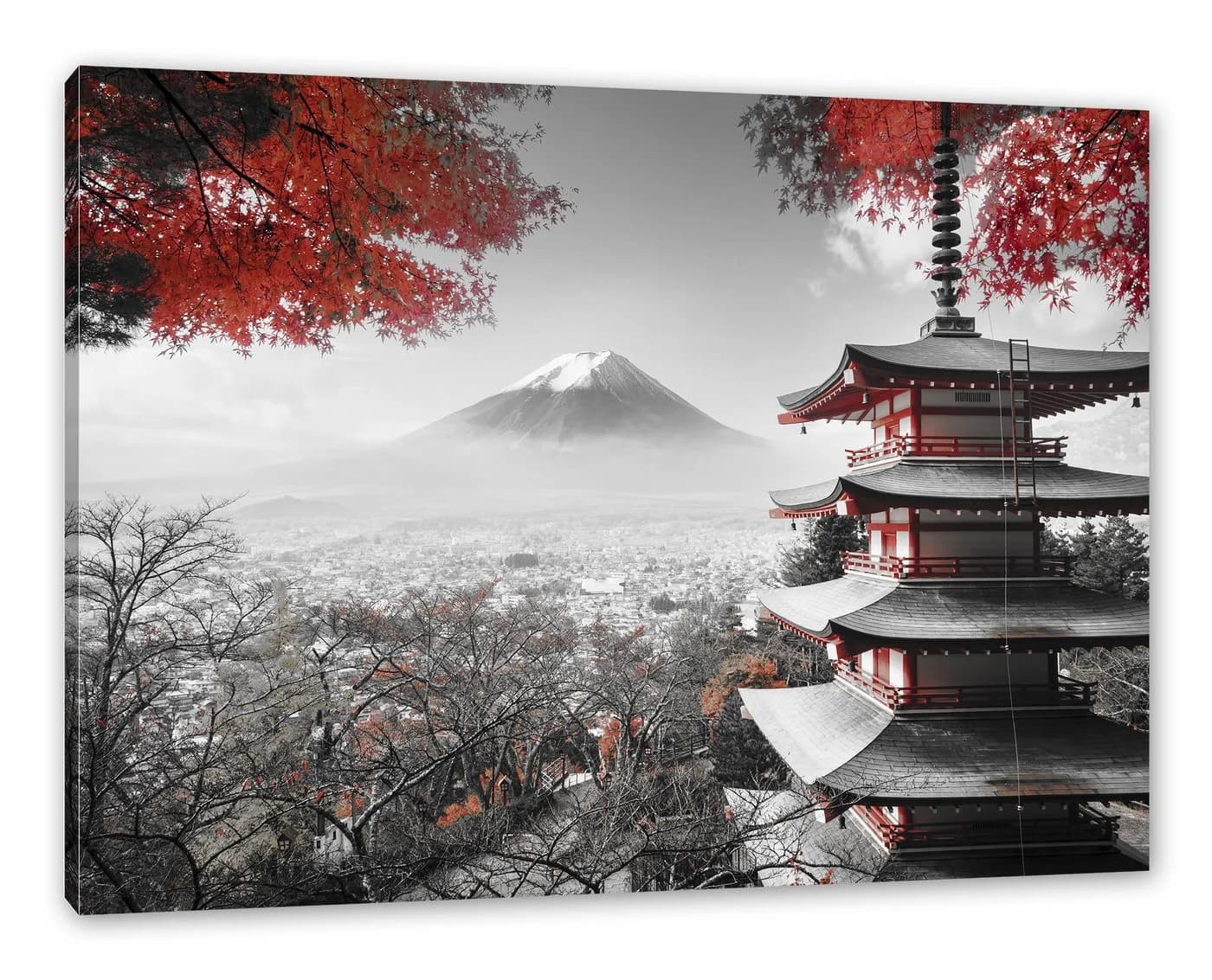Pixxprint Leinwandbild Japanischer Tempel im Herbst Bunt - Bild 2