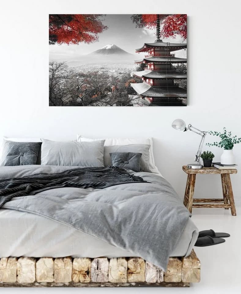 Pixxprint Leinwandbild Japanischer Tempel im Herbst Bunt - Bild 3
