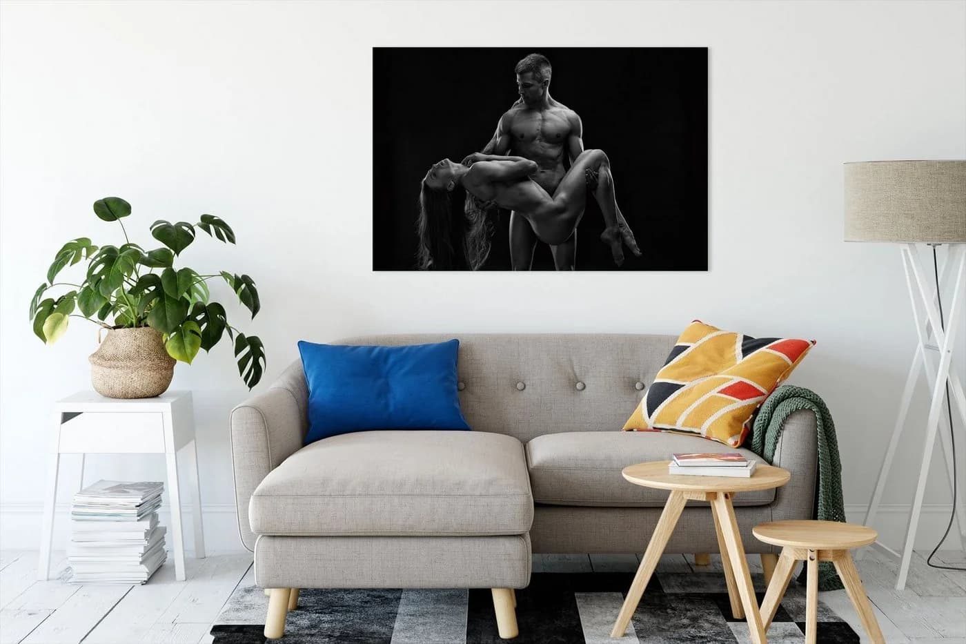Pixxprint Leinwandbild Nude sexy Paar Bunt